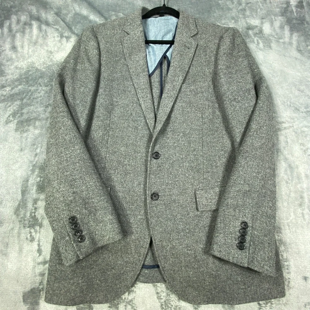 J Crew Blazer Mens 42L Gray Wool Blend Jacket Casual Sport Coat Classic Business